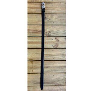 Vintage Leather Belt Silver Ornate Buckle (L)